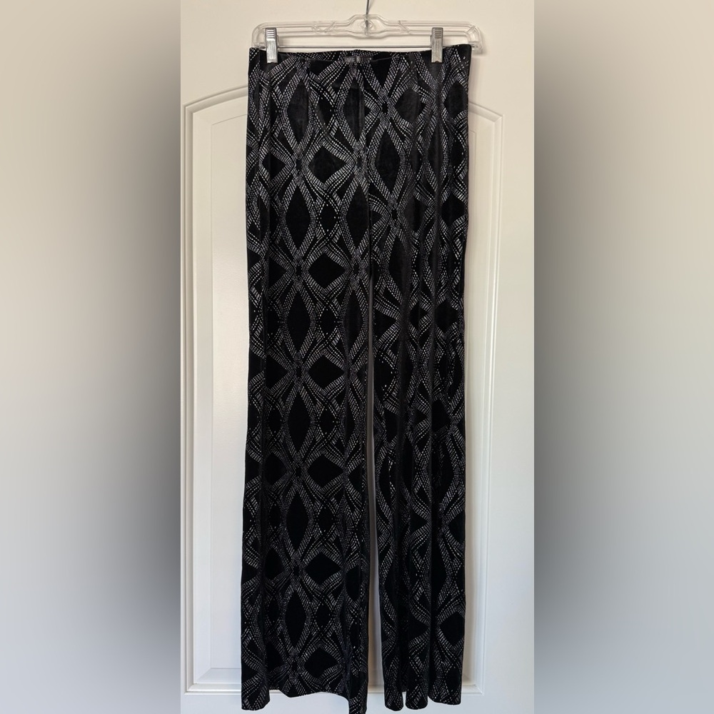 VENUS Black Pants with Silver Geometric Accent